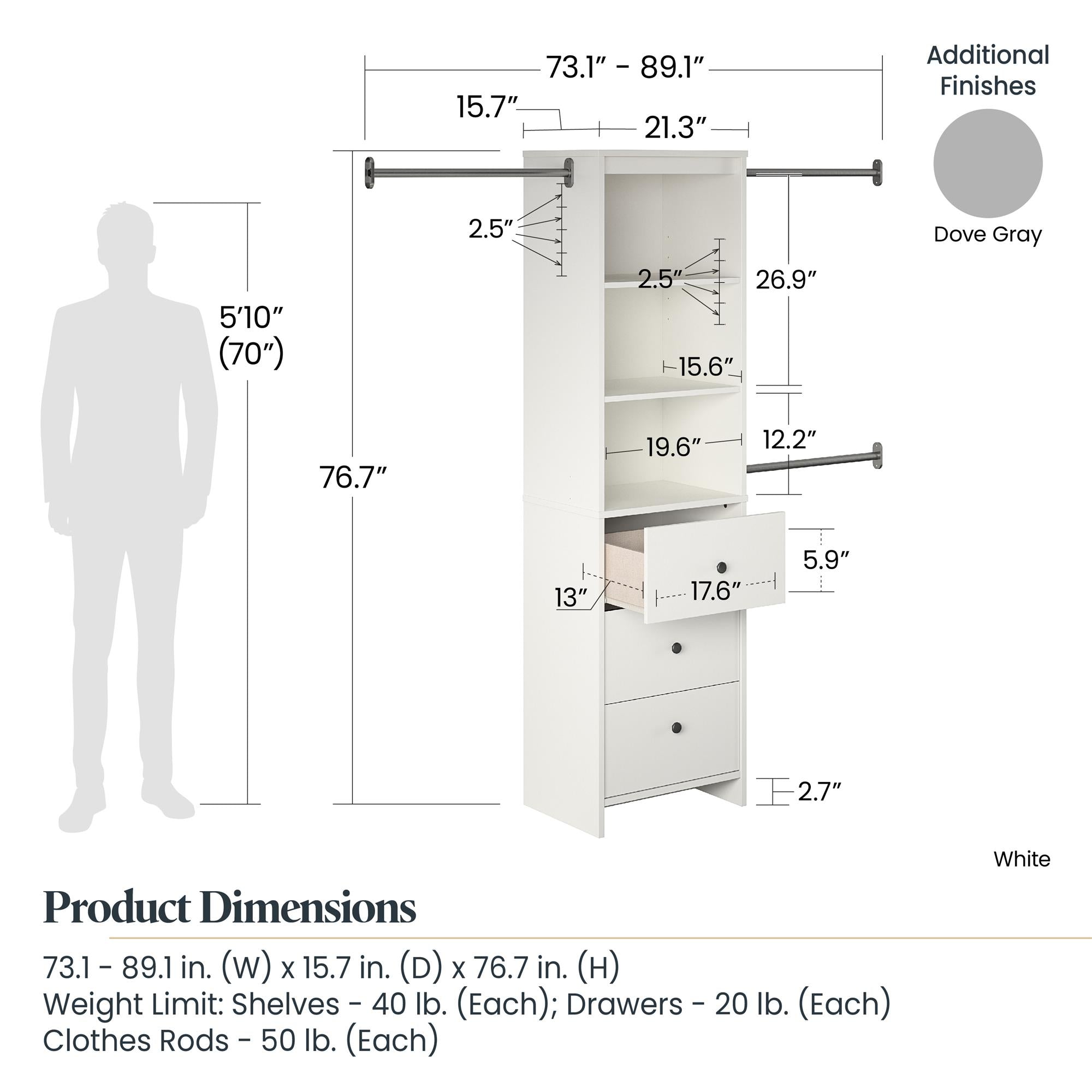 Systembuild Evolution Beckett Closet Storage Organizer - White