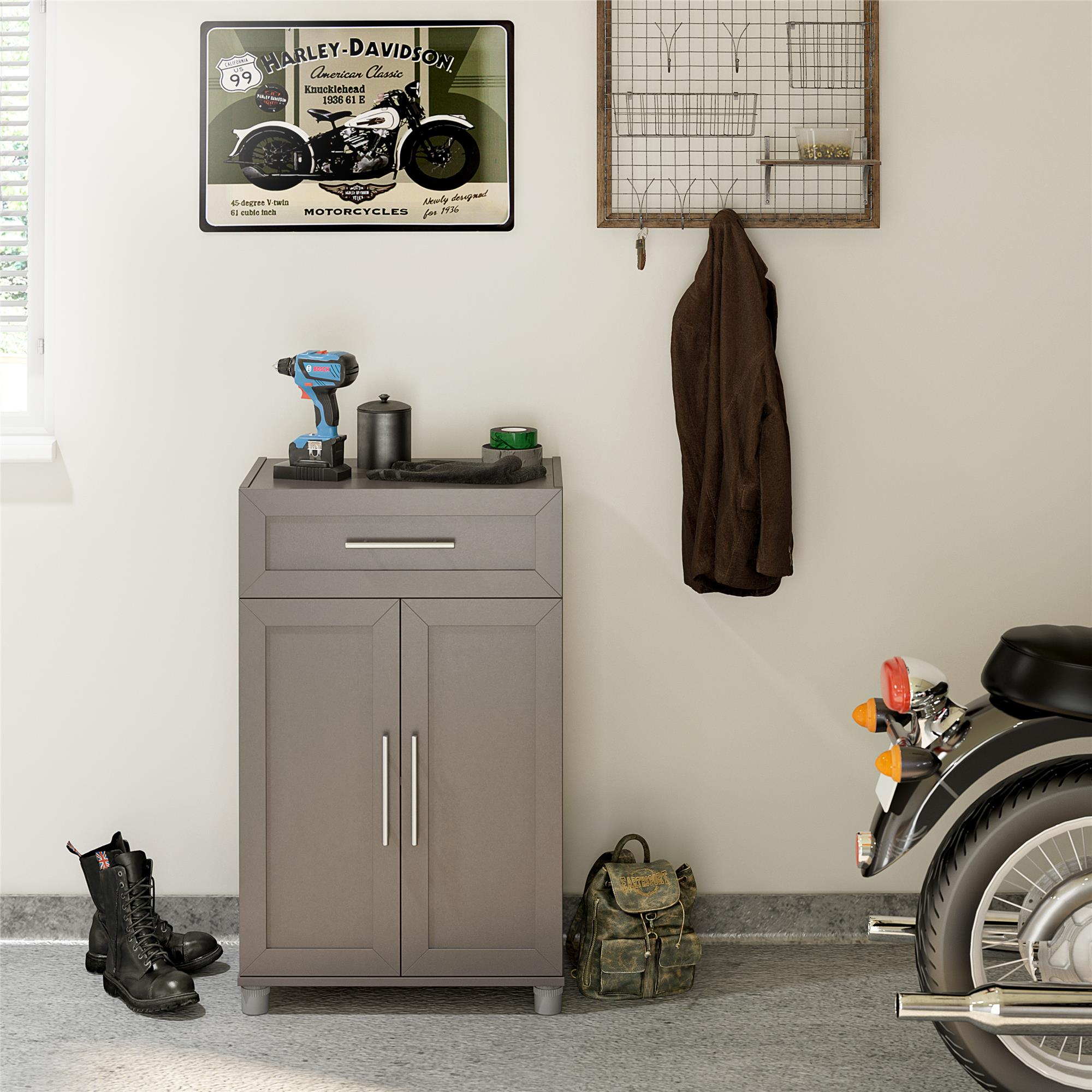 Systembuild Evolution Camberly Framed 2 Door/1 Drawer Storage Cabinet - Graphite Grey
