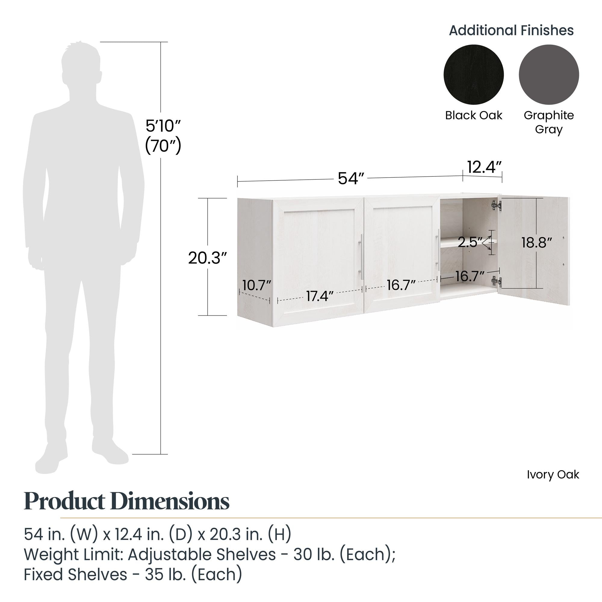 Systembuild Evolution Camberly Framed 54" Wall Cabinet - Graphite Grey