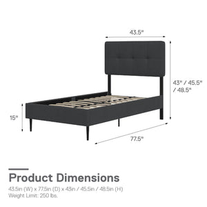 RealRooms Tyler Upholstered Bed - Dark Gray - Twin