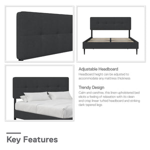 RealRooms Tyler Upholstered Bed - Dark Gray - Full