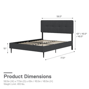 RealRooms Tyler Upholstered Bed - Dark Gray - Full