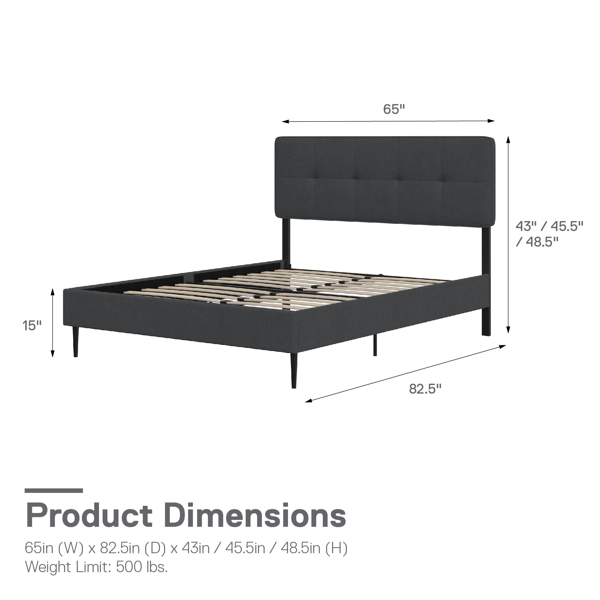RealRooms Tyler Upholstered Bed - Dark Gray - Queen