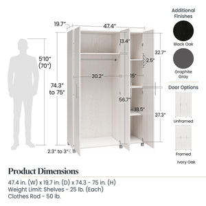 Systembuild Evolution Camberly Framed 3 Door Wardrobe - Ivory Oak