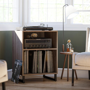 Ameriwood Home Turntable Stand - Distressed Gray Oak