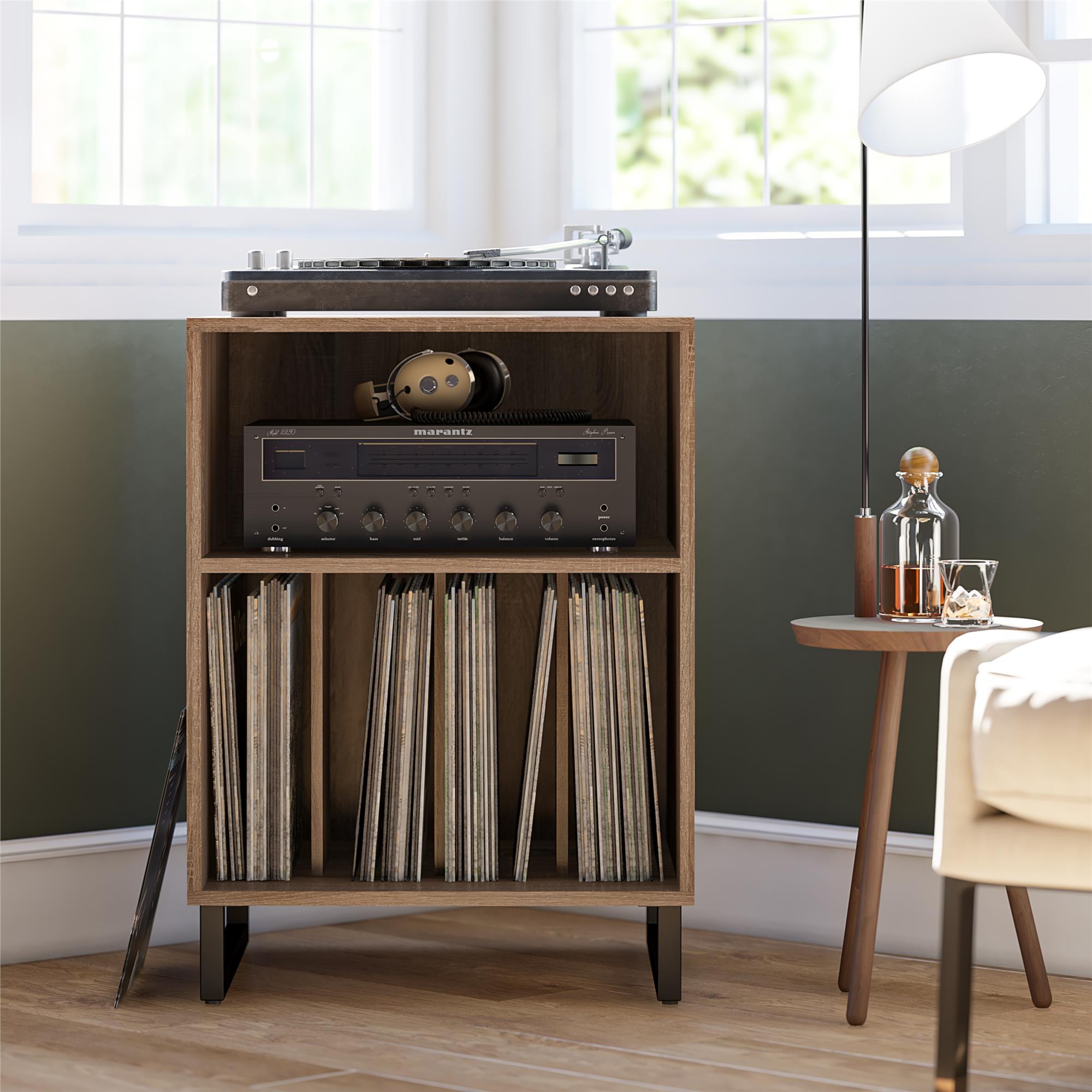 Ameriwood Home Turntable Stand - Distressed Gray Oak