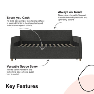 Mr. Kate Daphne Upholstered Daybed with Trundle - Dark Gray - Twin-Over-Twin