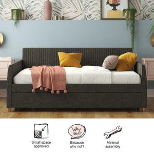 Mr. Kate Daphne Upholstered Daybed with Trundle - Dark Gray - Twin-Over-Twin