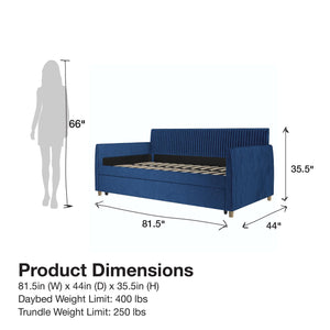 Mr. Kate Daphne Upholstered Daybed with Trundle - Blue - Twin