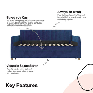 Mr. Kate Daphne Upholstered Daybed with Trundle - Blue - Twin