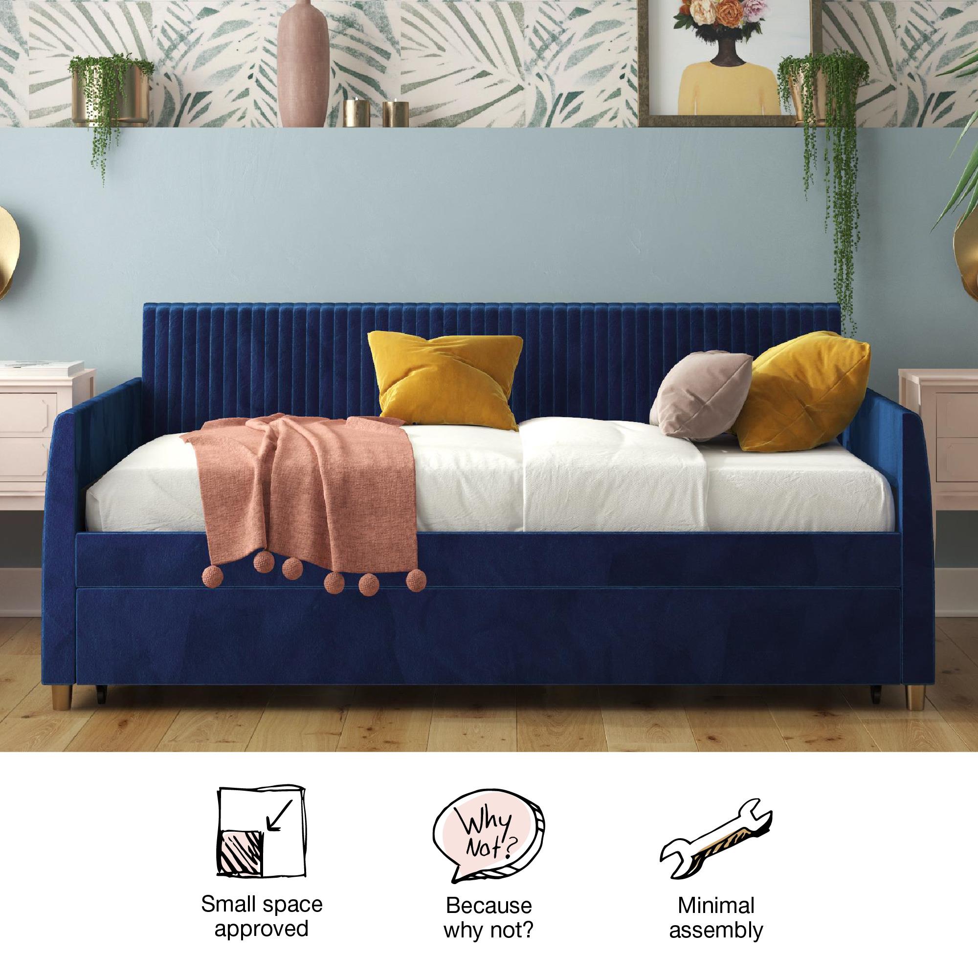 Mr. Kate Daphne Upholstered Daybed with Trundle - Blue - Twin