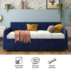 Mr. Kate Daphne Upholstered Daybed with Trundle - Blue - Twin