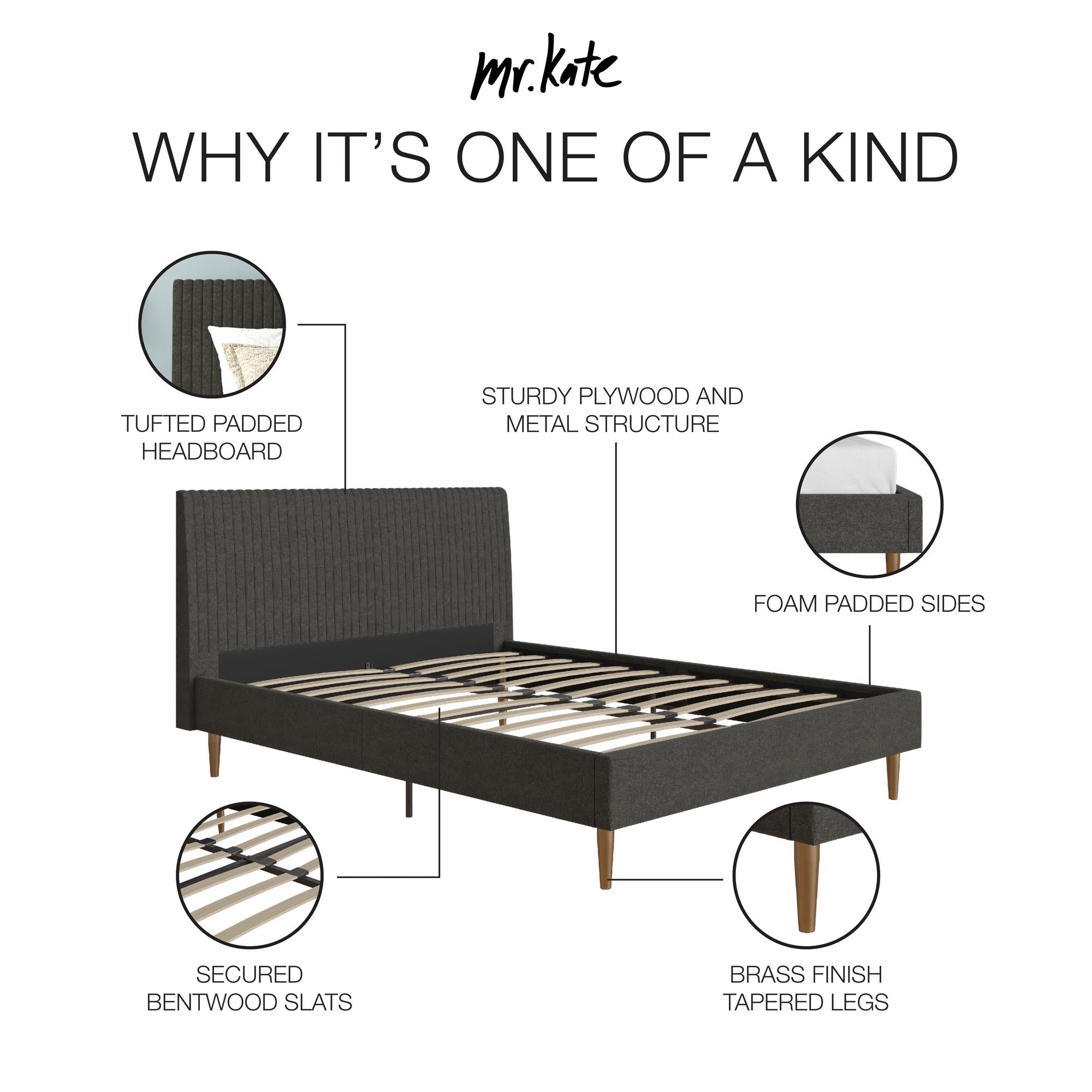 Mr. Kate Daphne Upholstered Bed - Dark Gray - Queen