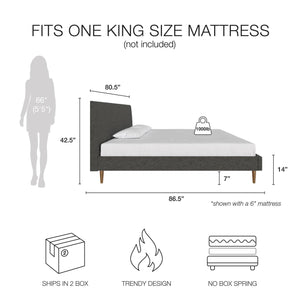 Mr. Kate Daphne Upholstered Bed - Dark Gray - King