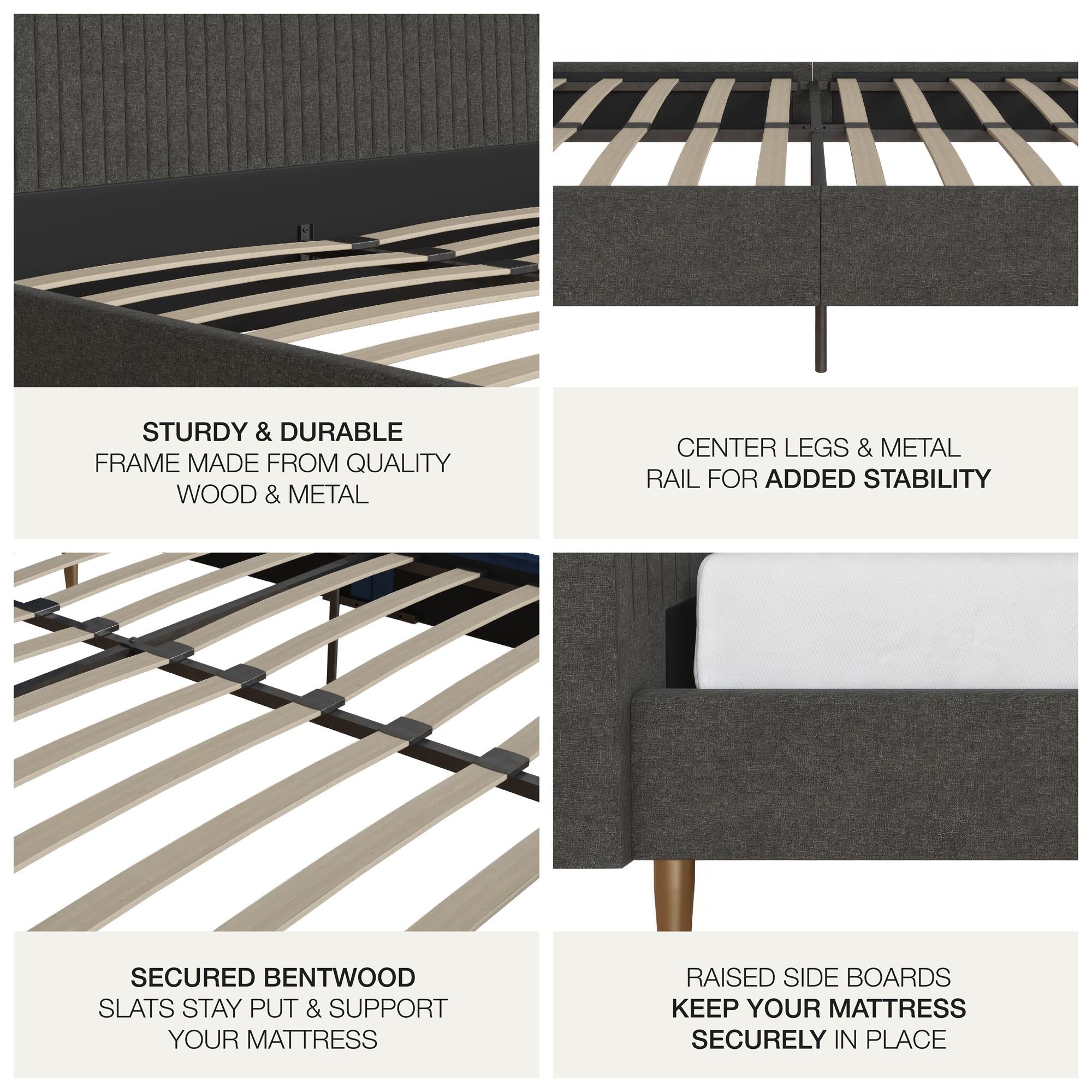 Mr. Kate Daphne Upholstered Bed - Dark Gray - King