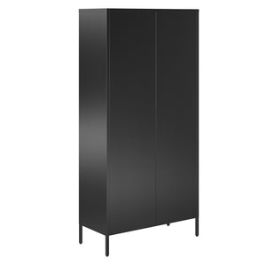 Systembuild Evolution Sunset District Tall 2 Door Storage Cabinet-Mesh Metal Locker - Black