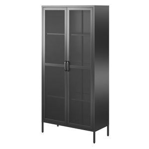 Systembuild Evolution Sunset District Tall 2 Door Storage Cabinet-Mesh Metal Locker - Black