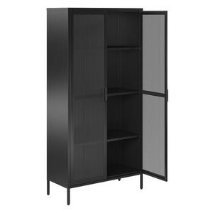 Systembuild Evolution Sunset District Tall 2 Door Storage Cabinet-Mesh Metal Locker - Black
