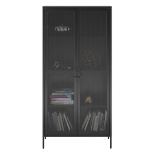Systembuild Evolution Sunset District Tall 2 Door Storage Cabinet-Mesh Metal Locker - Black