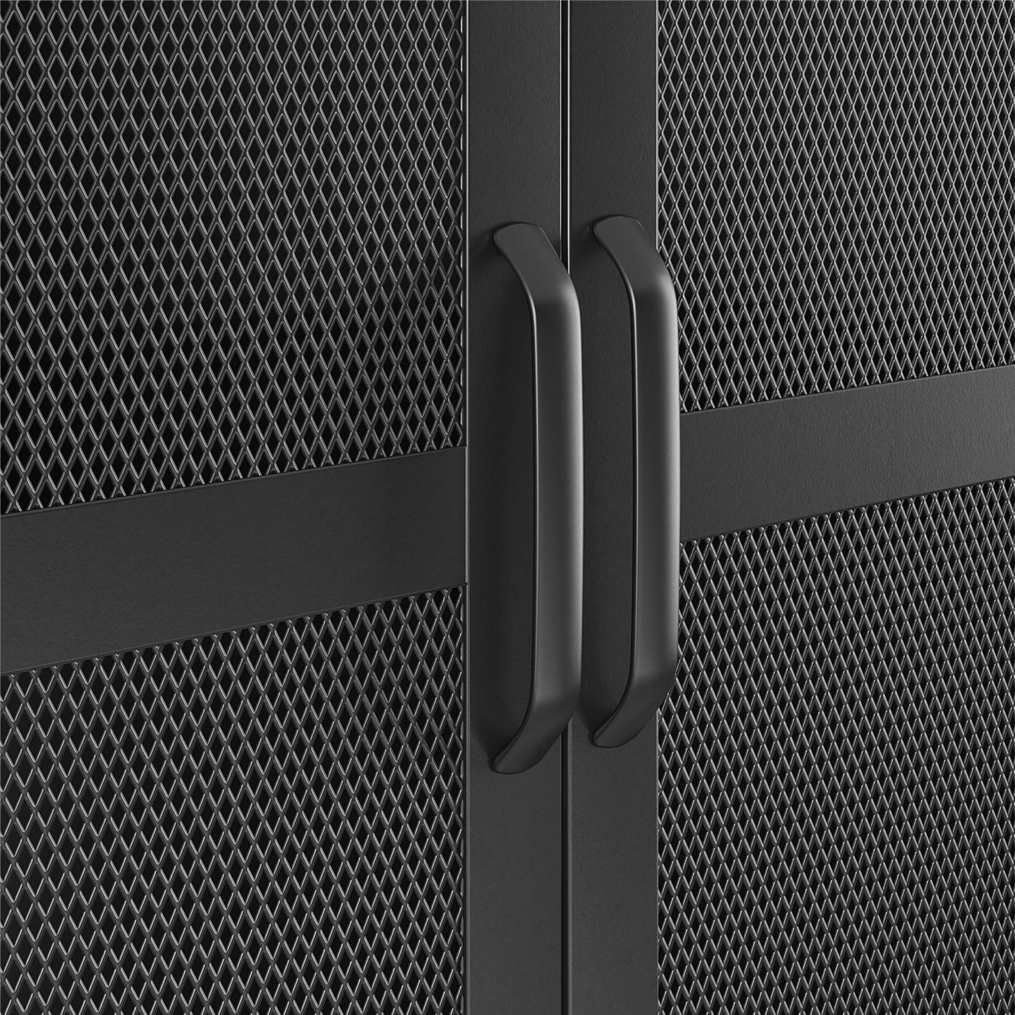 Systembuild Evolution Sunset District Tall 2 Door Storage Cabinet-Mesh Metal Locker - Black
