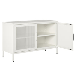 Systembuild Evolution Sunset District 2 Door Storage Cabinet-Mesh Metal Locker - White
