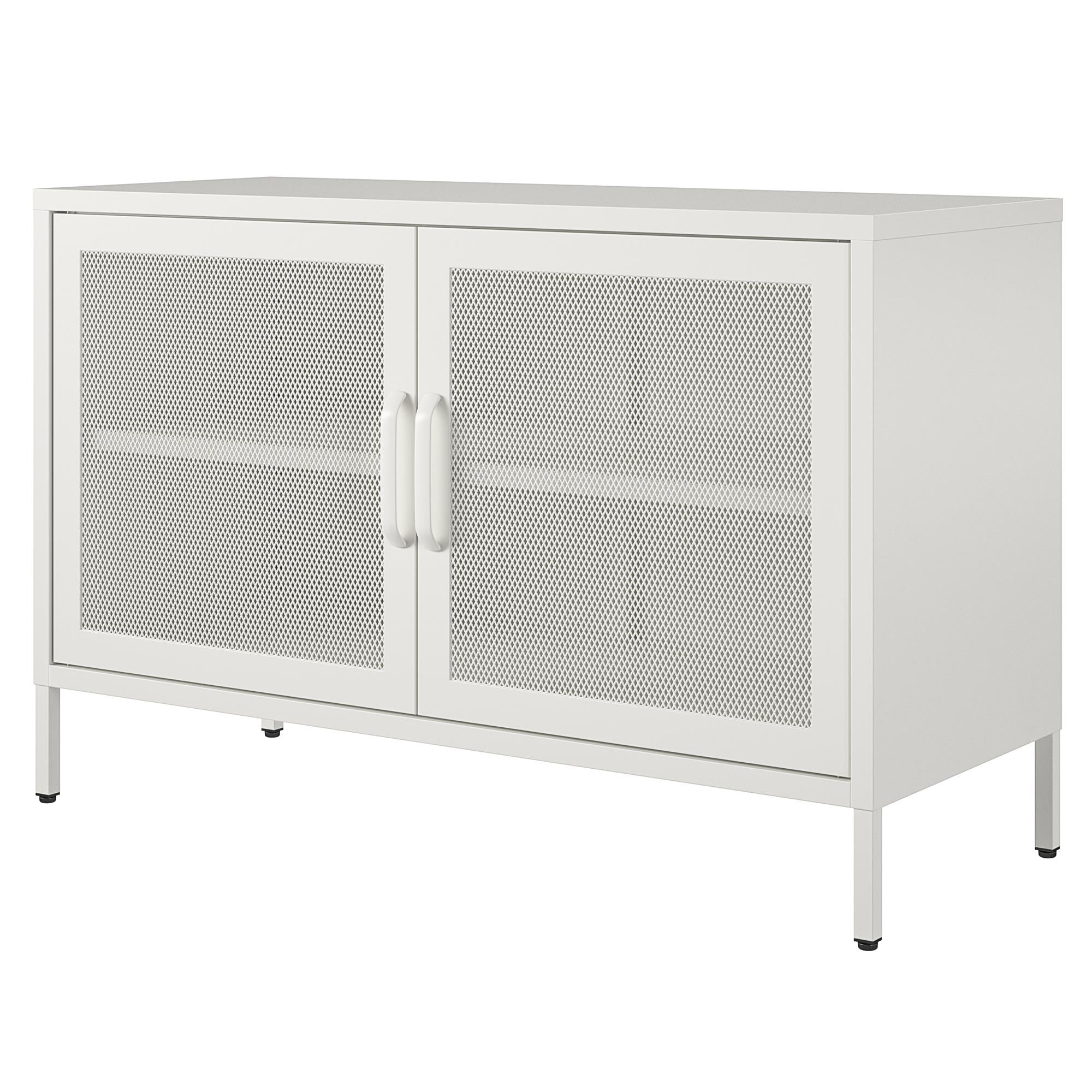 Systembuild Evolution Sunset District 2 Door Storage Cabinet-Mesh Metal Locker - White