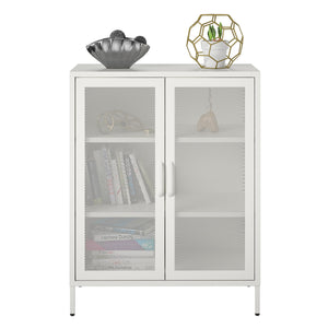 Systembuild Evolution Sunset District 2 Door Accent Cabinet-Mesh Metal Locker - White