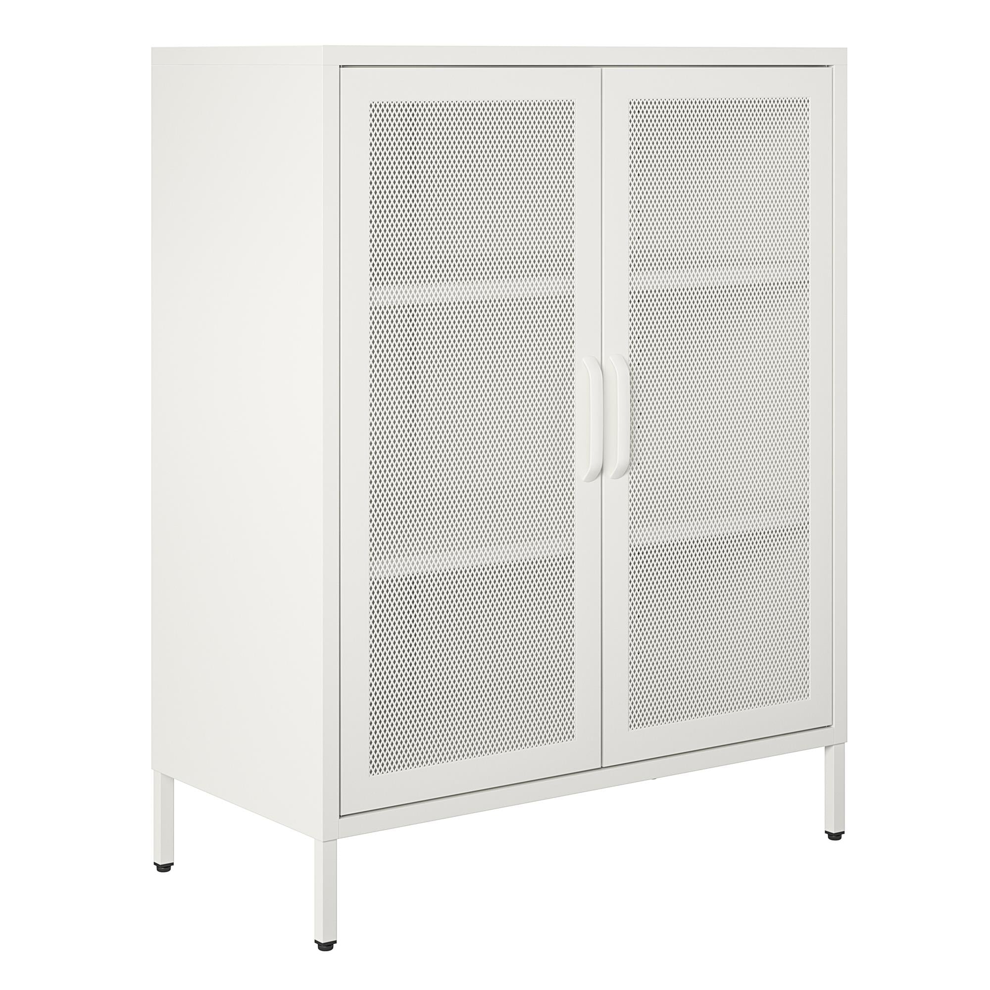 Systembuild Evolution Sunset District 2 Door Accent Cabinet-Mesh Metal Locker - White
