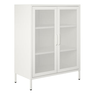 Systembuild Evolution Sunset District 2 Door Accent Cabinet-Mesh Metal Locker - White