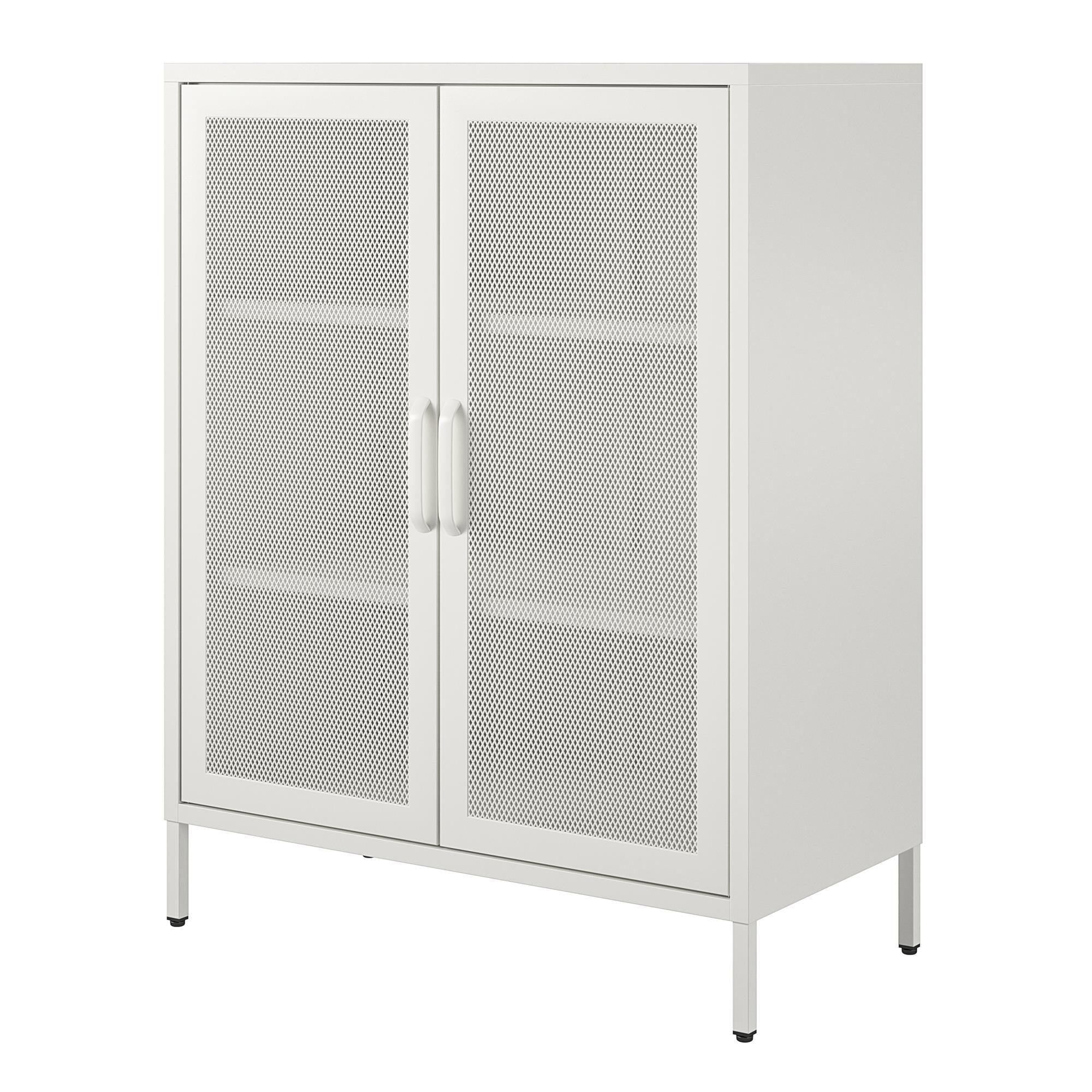 Systembuild Evolution Sunset District 2 Door Accent Cabinet-Mesh Metal Locker - White