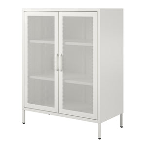 Systembuild Evolution Sunset District 2 Door Accent Cabinet-Mesh Metal Locker - White