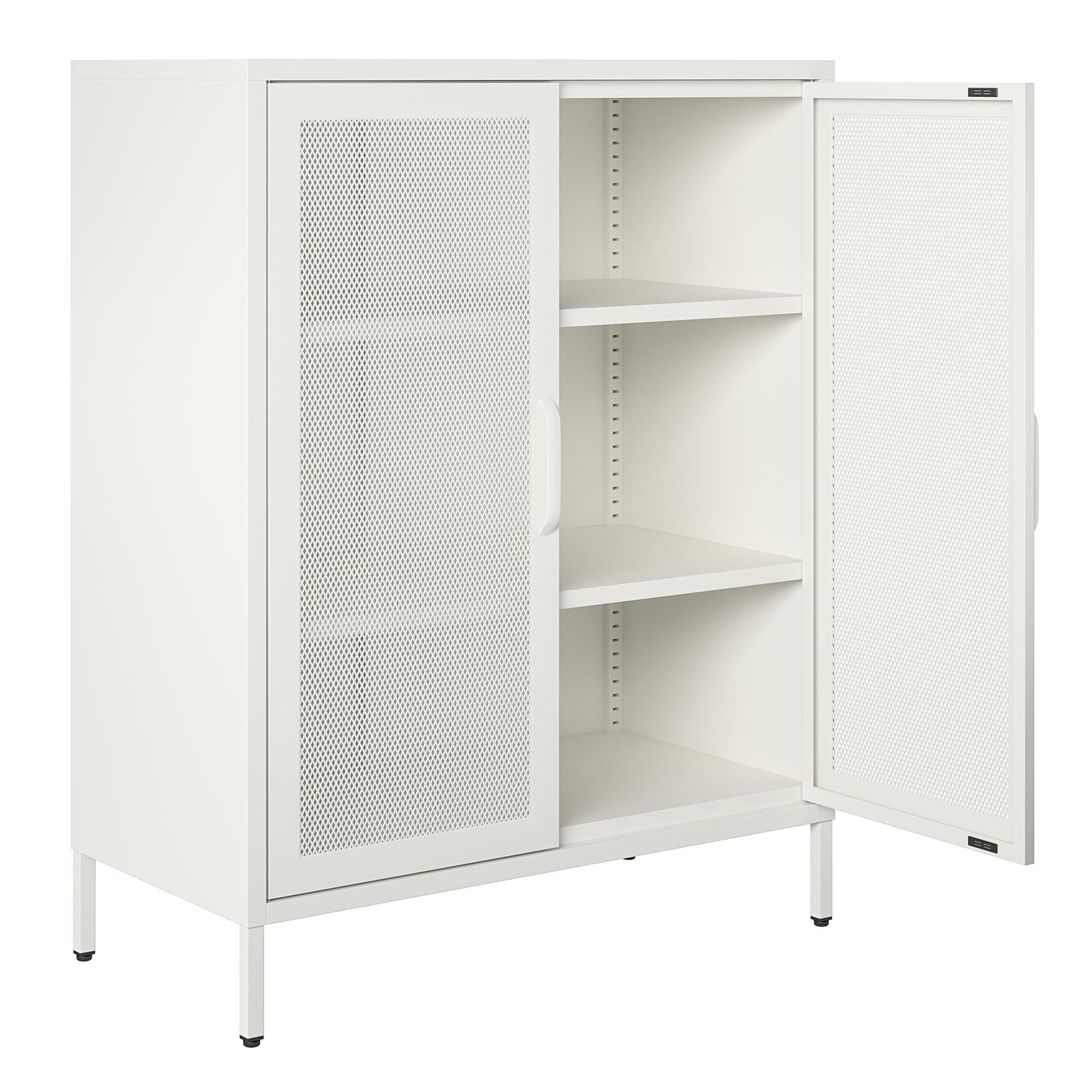 Systembuild Evolution Sunset District 2 Door Accent Cabinet-Mesh Metal Locker - White