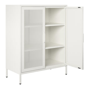 Systembuild Evolution Sunset District 2 Door Accent Cabinet-Mesh Metal Locker - White