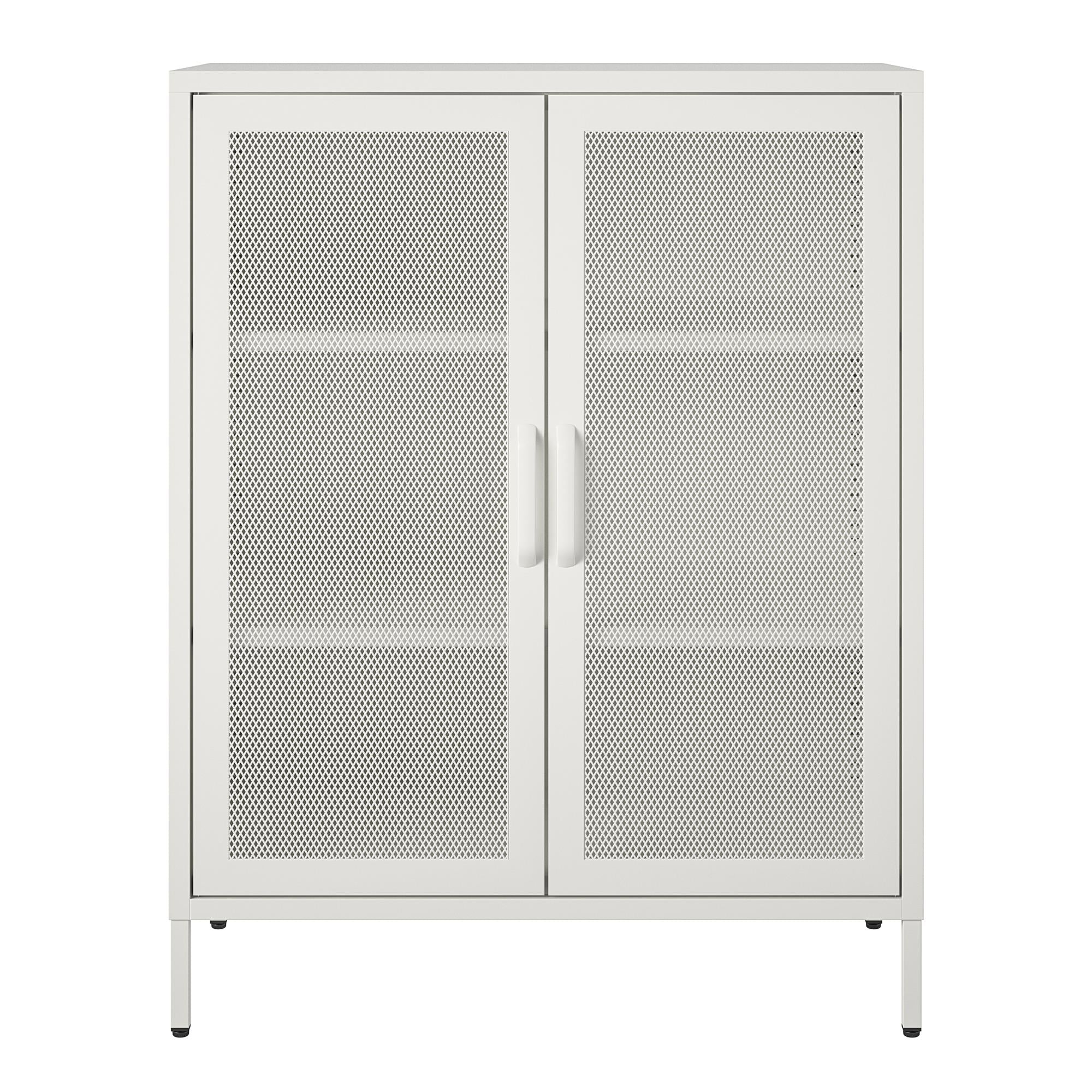Systembuild Evolution Sunset District 2 Door Accent Cabinet-Mesh Metal Locker - White