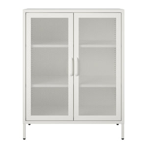Systembuild Evolution Sunset District 2 Door Accent Cabinet-Mesh Metal Locker - White
