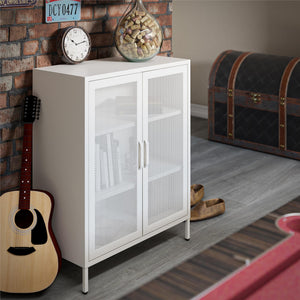 Systembuild Evolution Sunset District 2 Door Accent Cabinet-Mesh Metal Locker - White