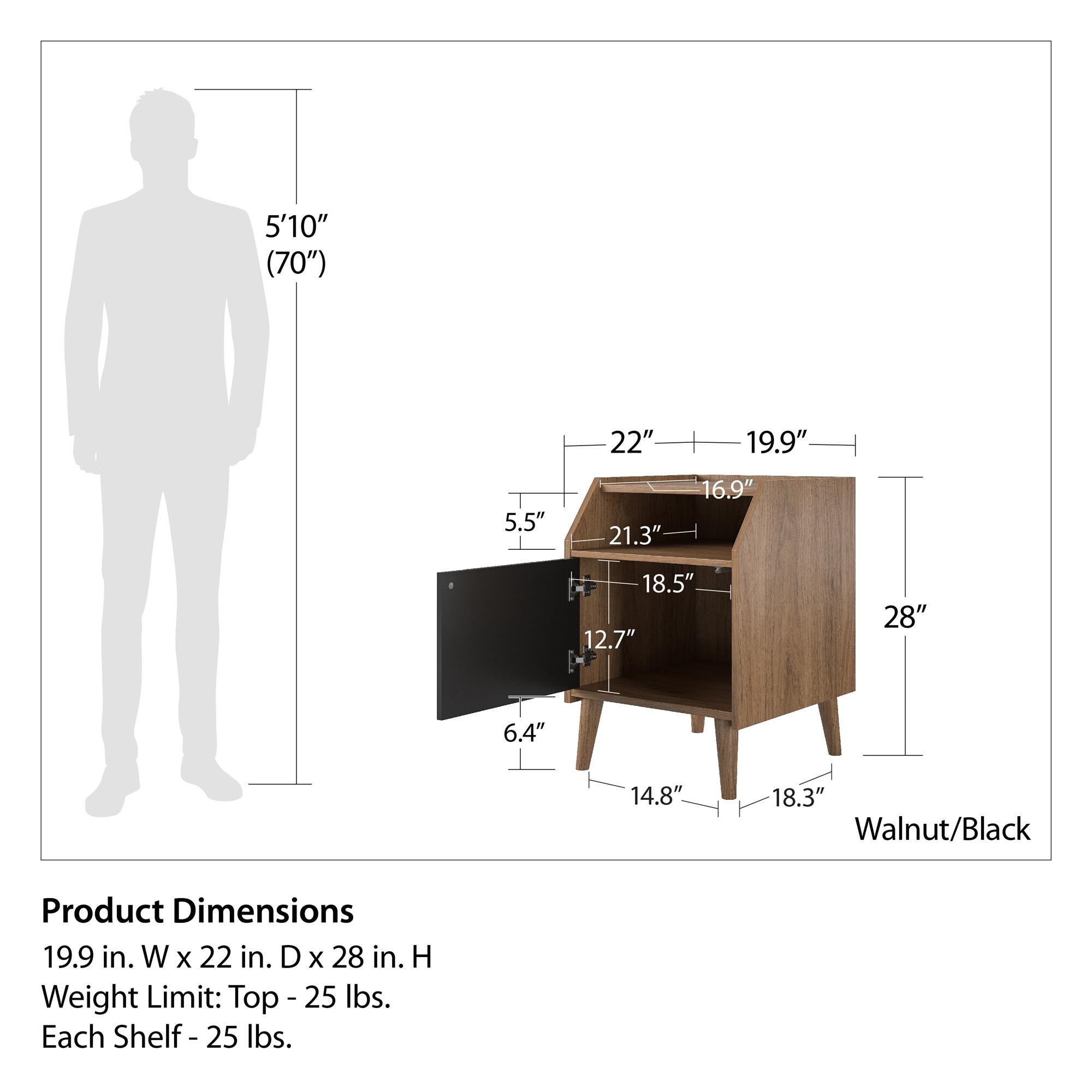 Novogratz Magnolia End Table - Walnut