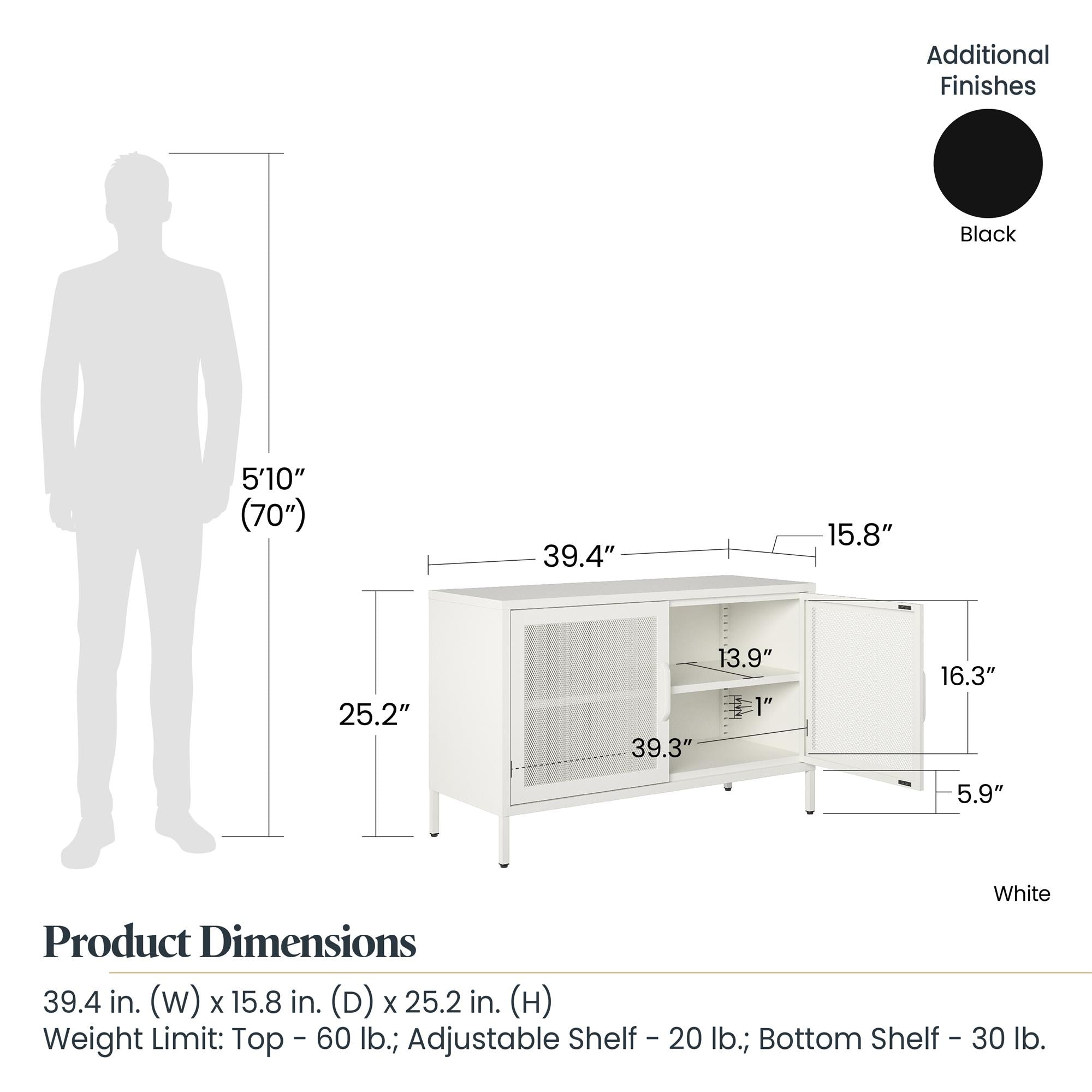 Systembuild Evolution Sunset District 2 Door Storage Cabinet-Mesh Metal Locker - White