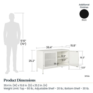 Systembuild Evolution Sunset District 2 Door Storage Cabinet-Mesh Metal Locker - White