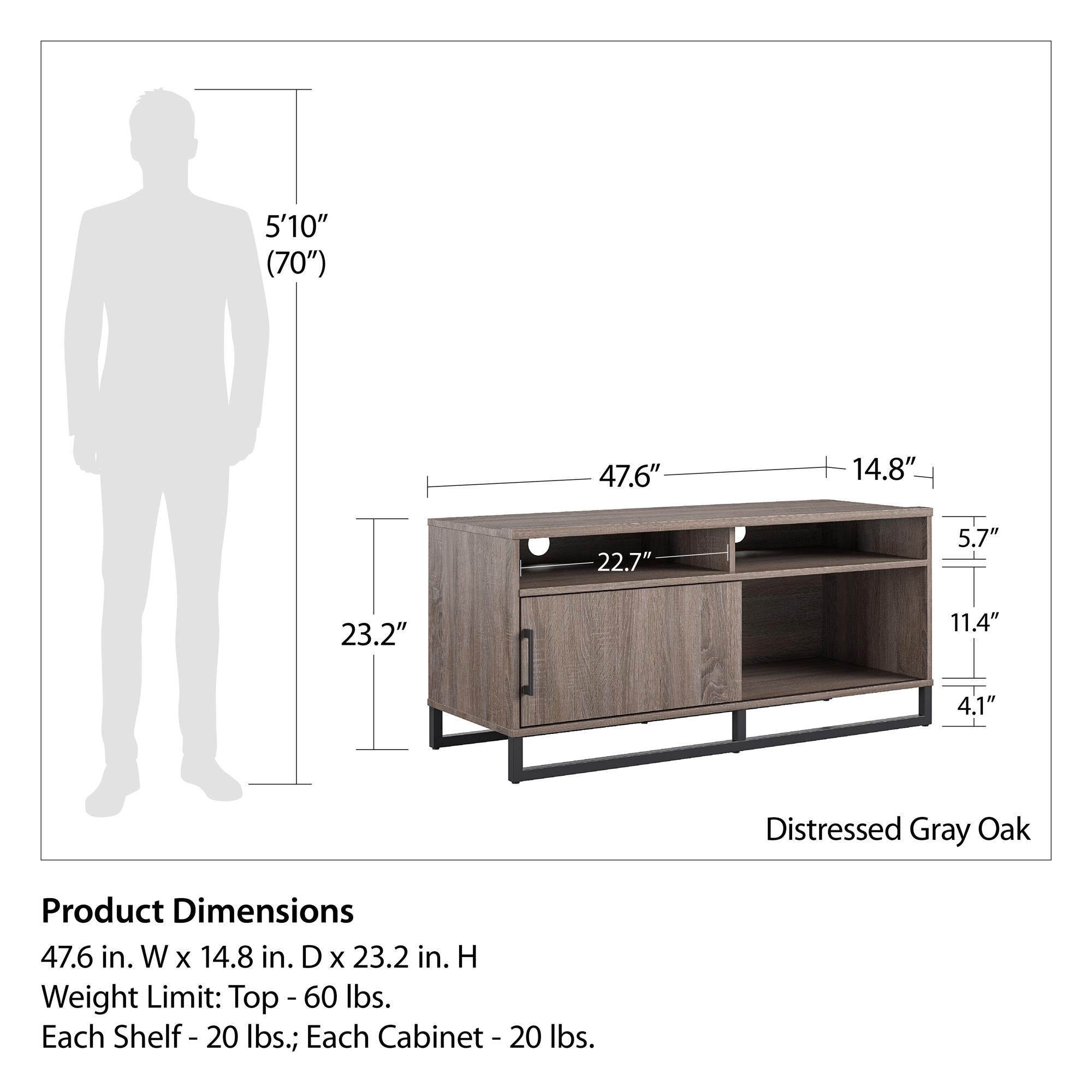 Ameriwood Home TV Stand for TVs up to 54" - Distressed Gray Oak