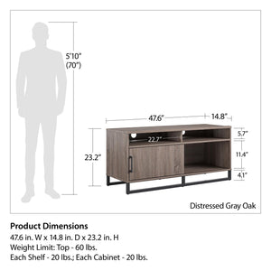 Ameriwood Home TV Stand for TVs up to 54" - Distressed Gray Oak