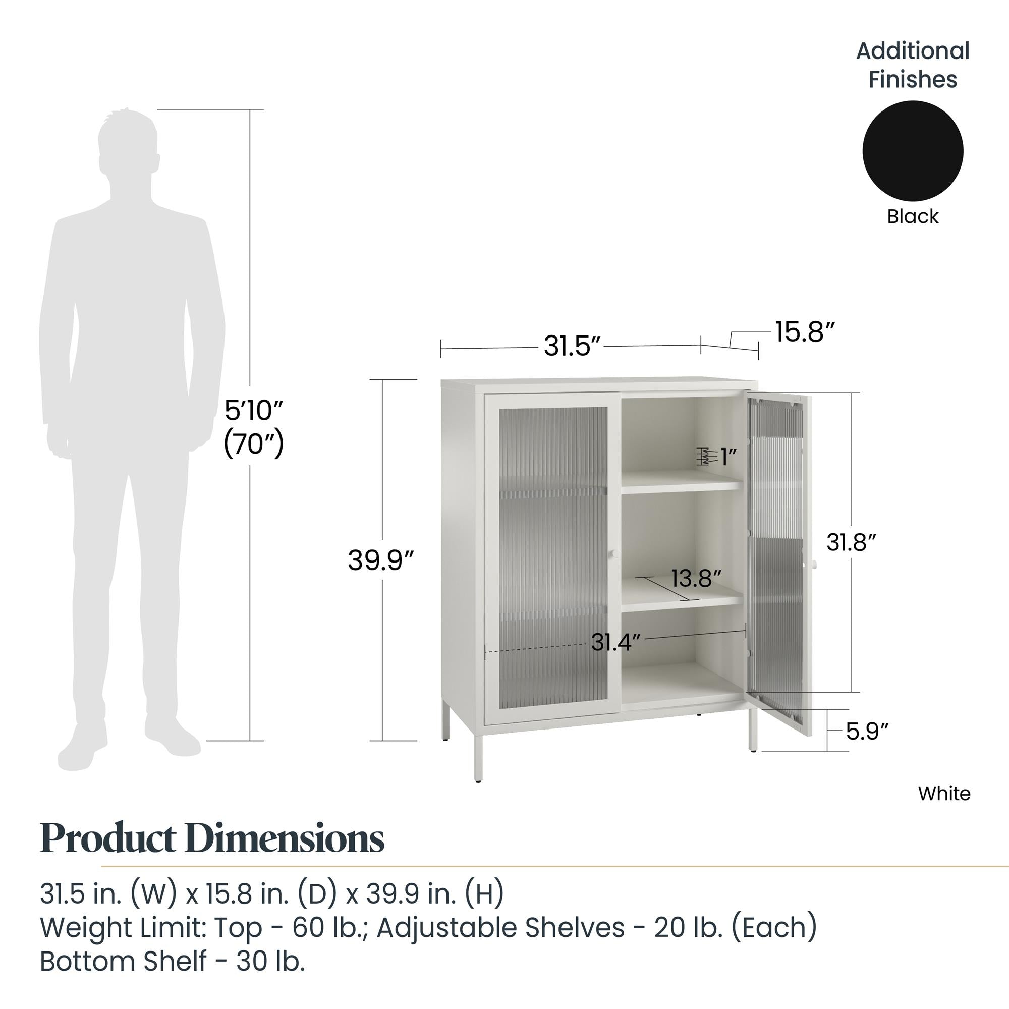 Systembuild Evolution Ashbury Heights 2 Door Metal Accent Cabinet - White