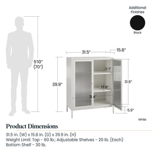 Systembuild Evolution Ashbury Heights 2 Door Metal Accent Cabinet - White