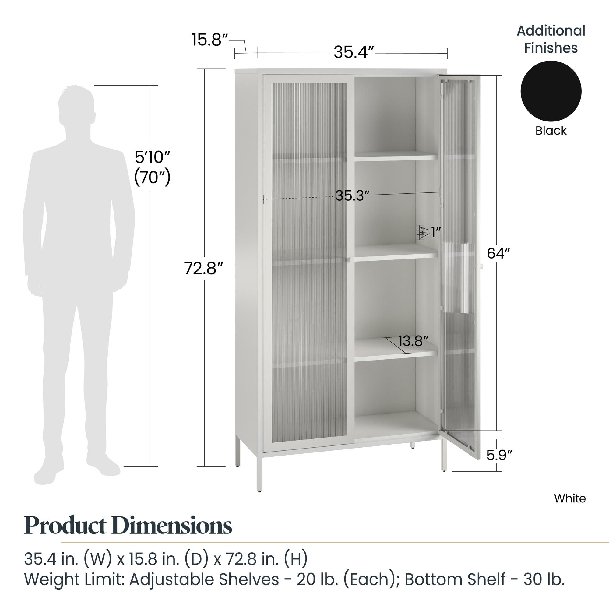 Systembuild Evolution Ashbury Heights Tall 2 Door Metal Storage Cabinet - Black