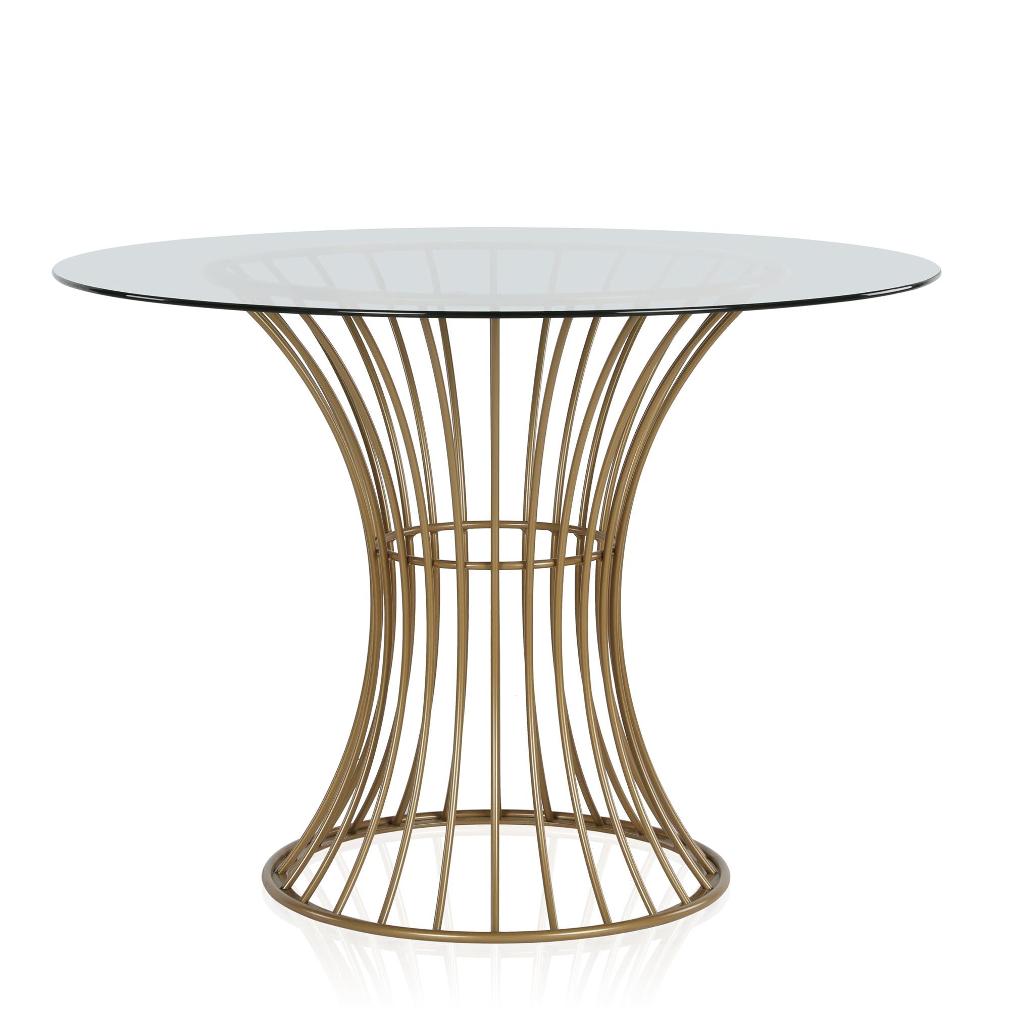CosmoLiving Westwood Glass Top Dining Table - Brass