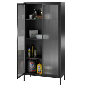 Systembuild Evolution Ashbury Heights Tall 2 Door Metal Storage Cabinet - Black