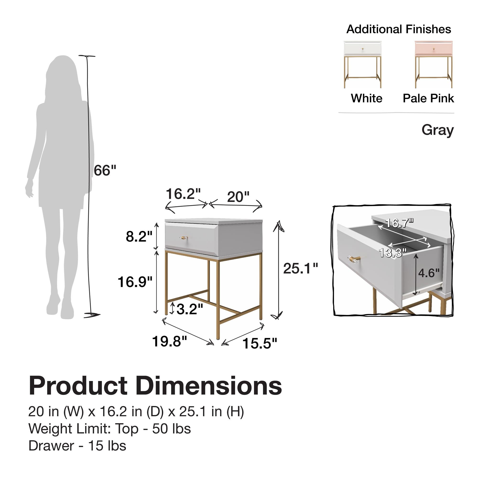 Mr. Kate Effie Nightstand - White