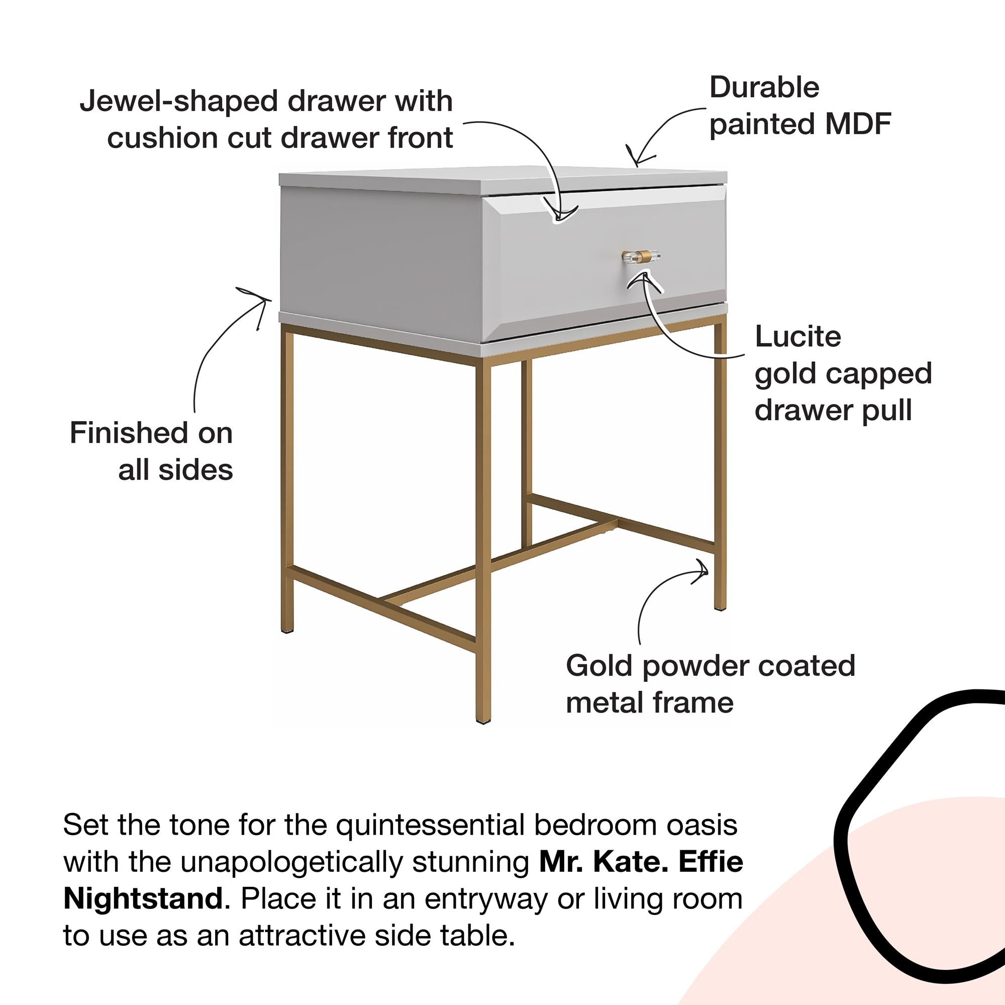 Mr. Kate Effie Nightstand - White