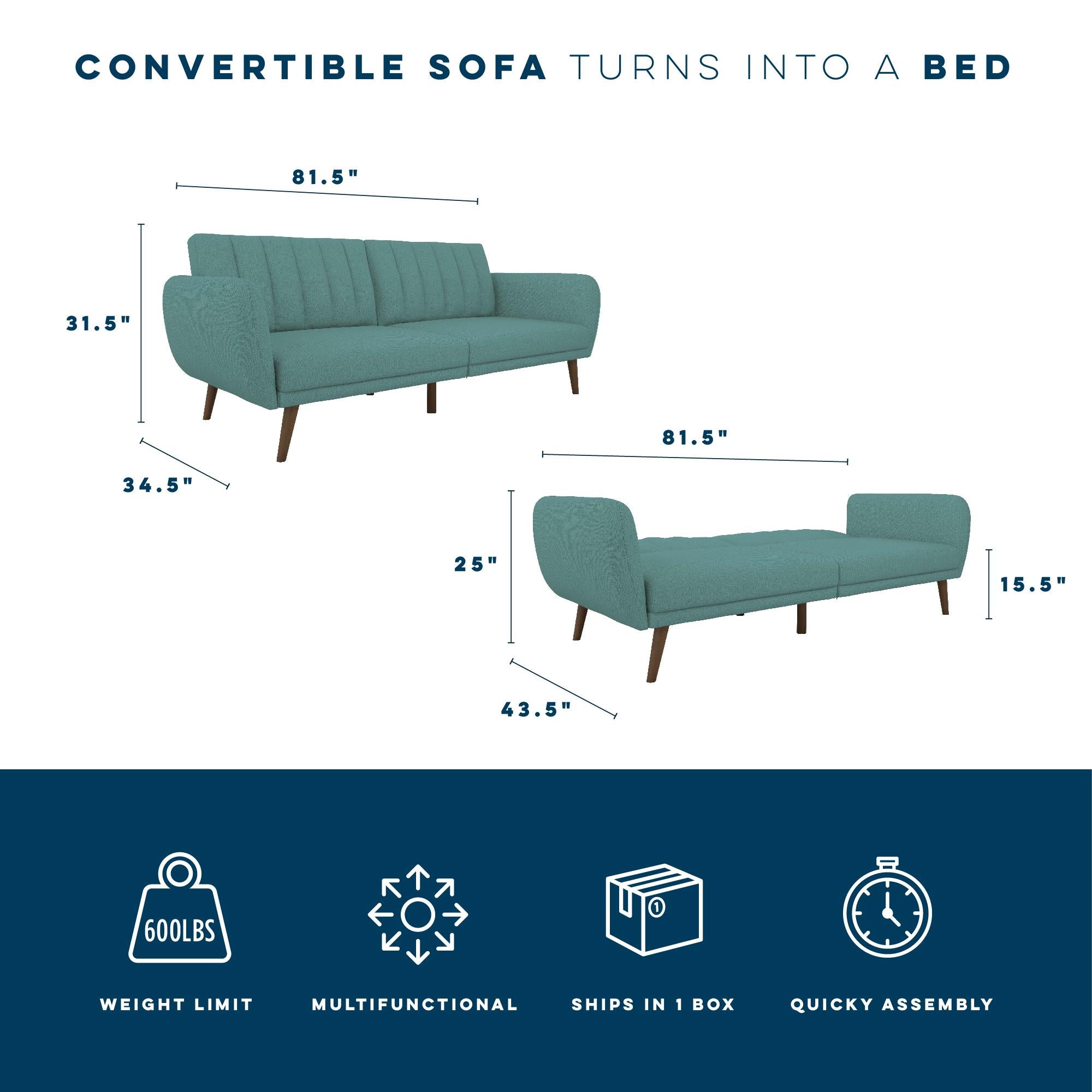 Novogratz Brittany Futon Sofa Bed - Teal