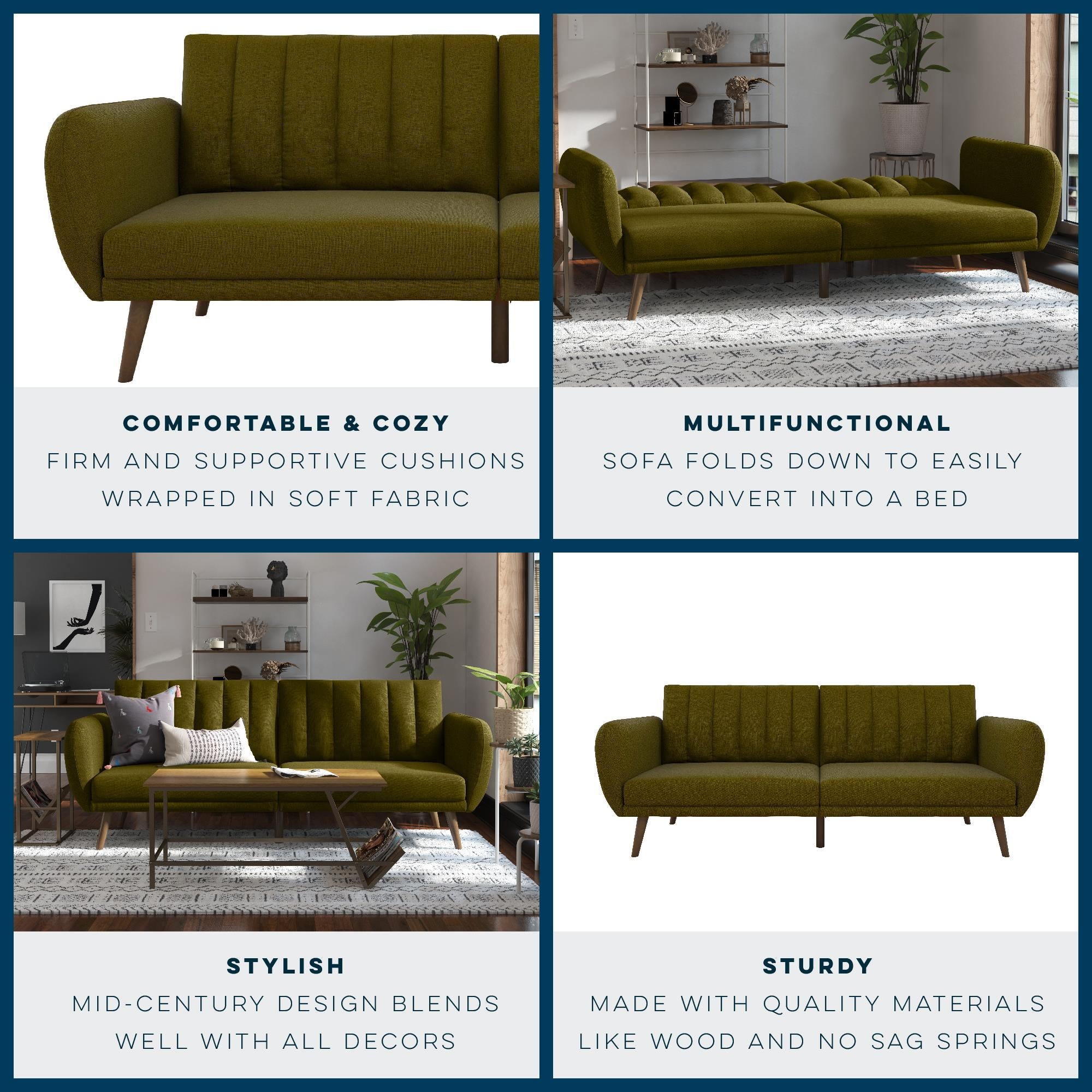 Novogratz Brittany Futon Sofa Bed - Green
